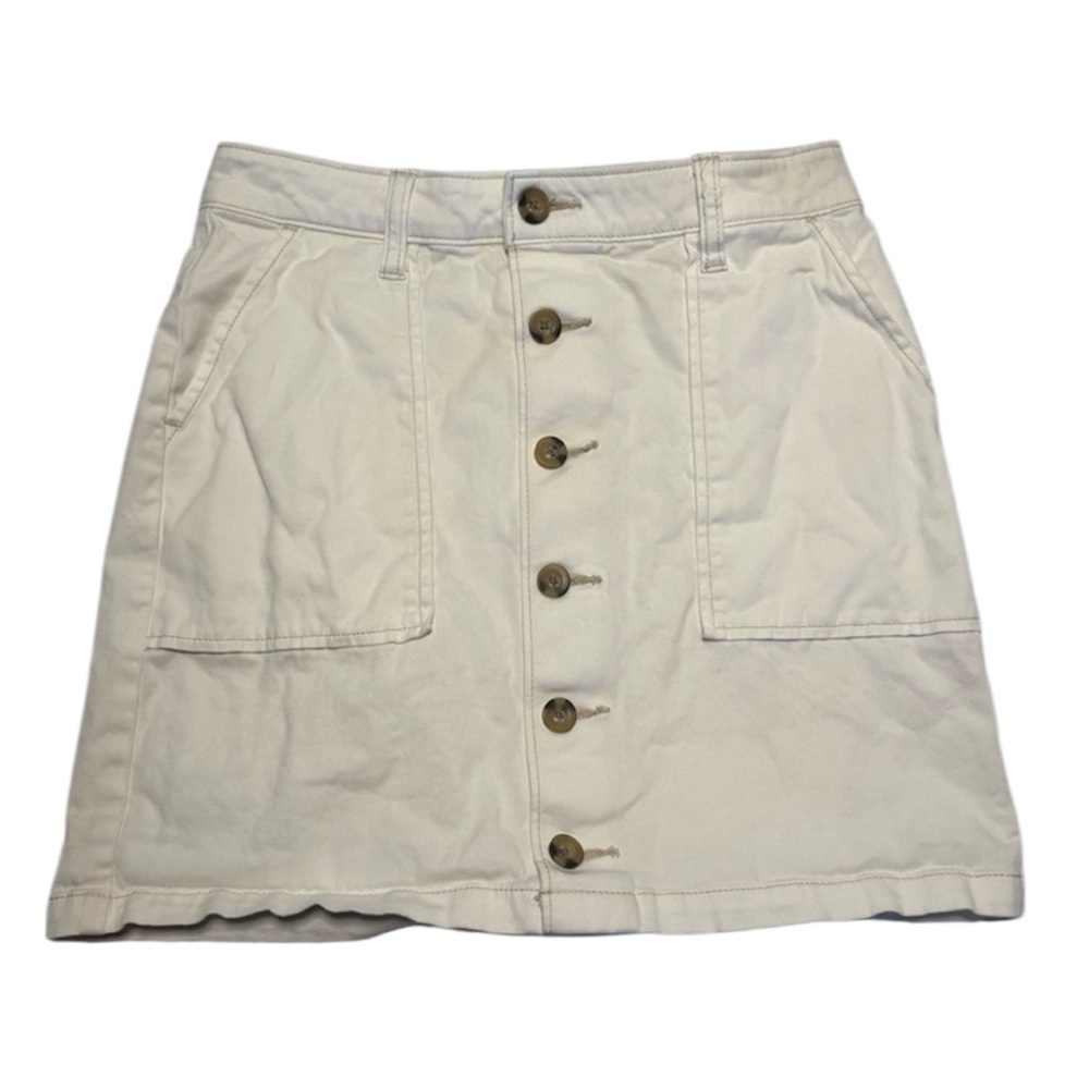 a.n.a Cream Button-Front Mini Skirt